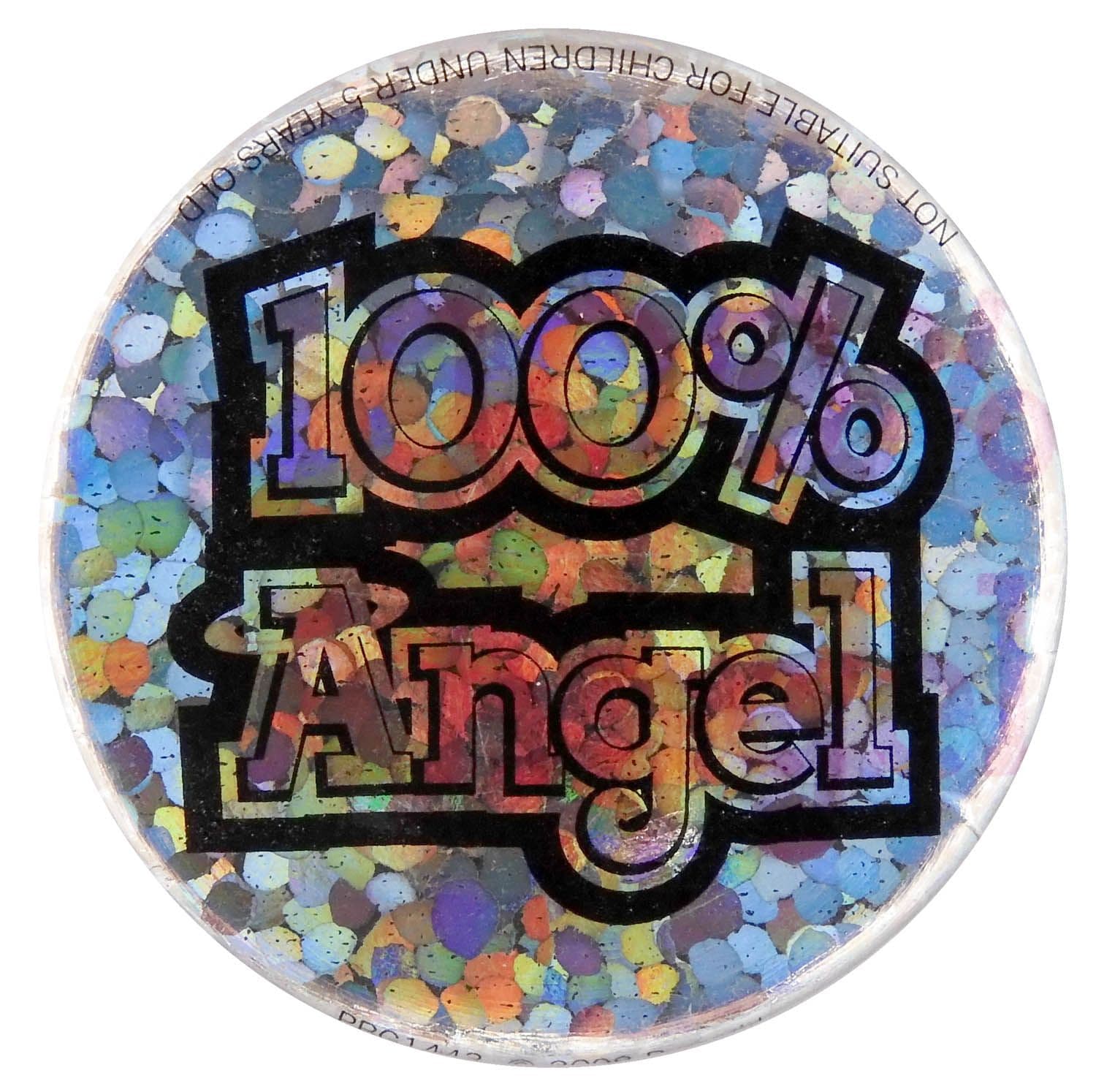 100% Angel - Glittery Button Badge