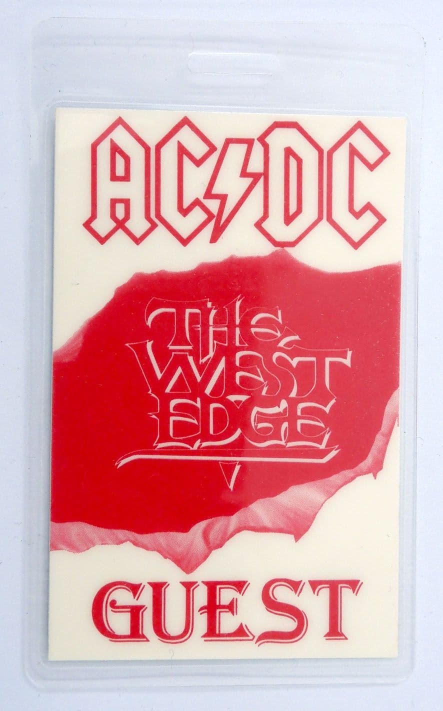 AC/DC - 'Razors Edge Tour The West Edge Guest' Vintage Laminated Backstage Pass