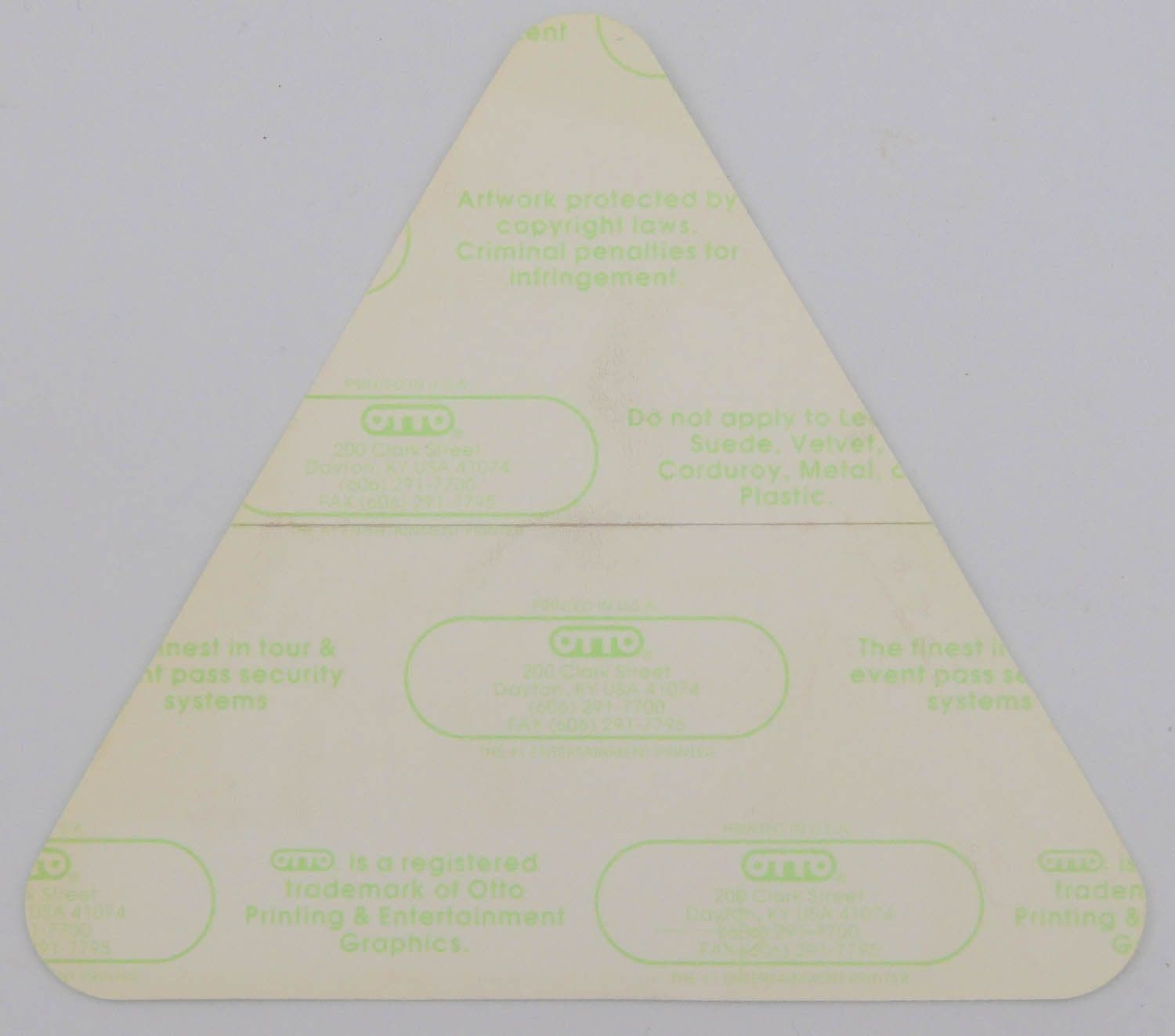 Aerosmith - 'Get a Grip Tour '93-'95 - Working Personnel Green' OTTO Backstage Pass