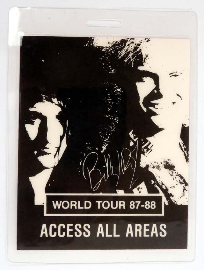 Billy Idol - 'World Tour 87-88' Access All Areas Vintage Laminated Backstage Pass