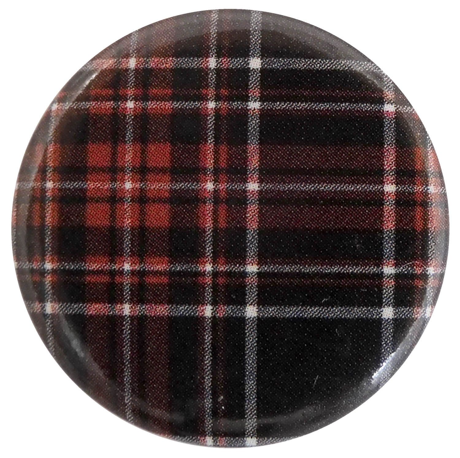 Black Stewart Tartan - Button Badge