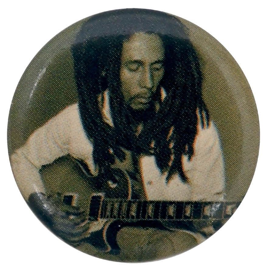 Bob Marley - 'Guitar Black & White' Button Badge