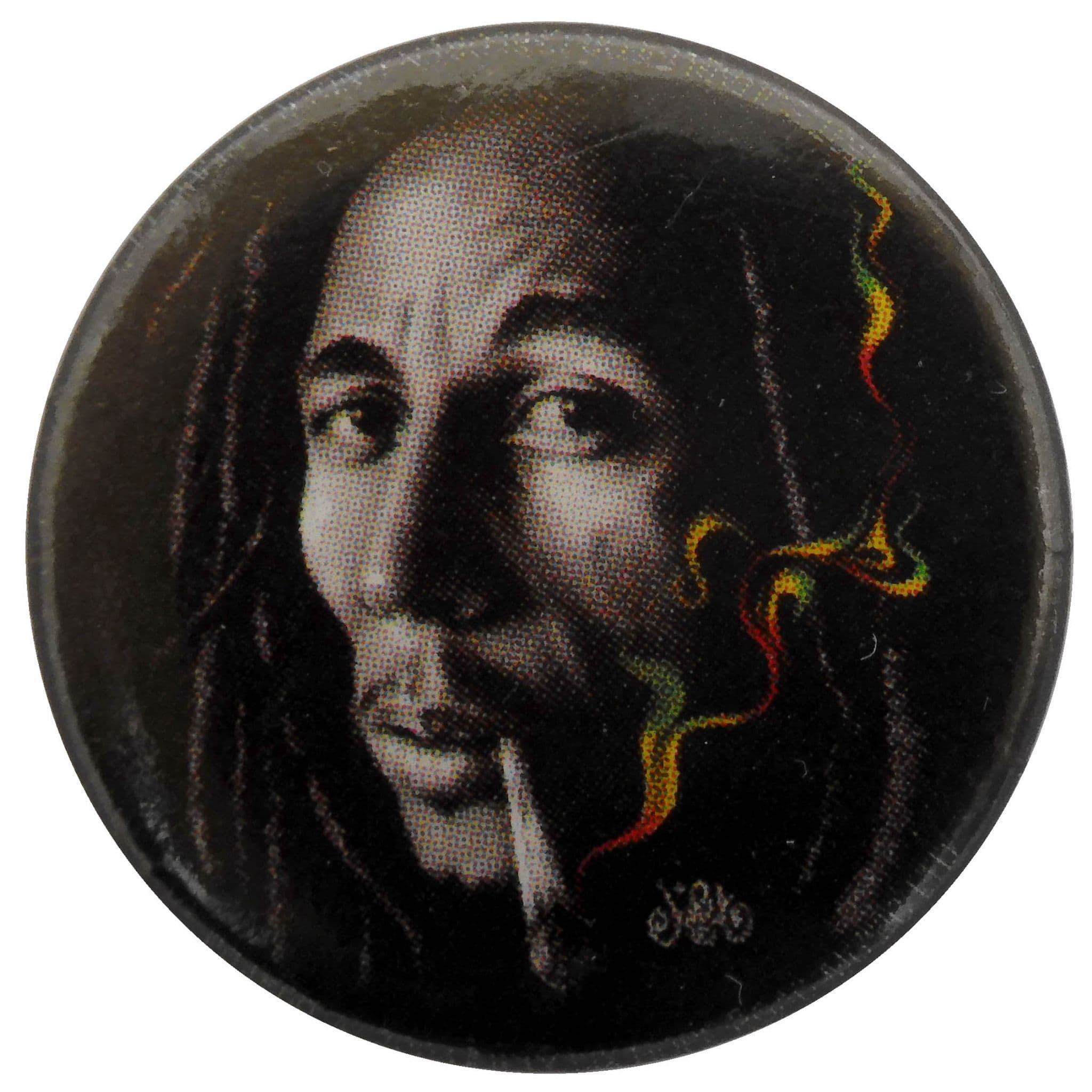 Bob Marley - 'Rasta Smoke' Button Badge