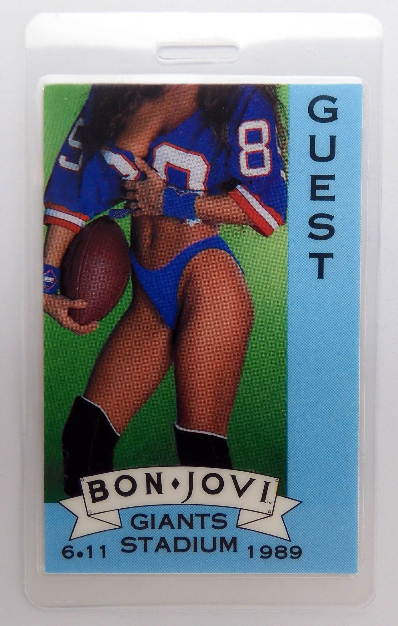 Bon Jovi - 'Jersey Syndicate 1988/89 Tour Giants Stadium Guest' Vintage Laminated Backstage Pass