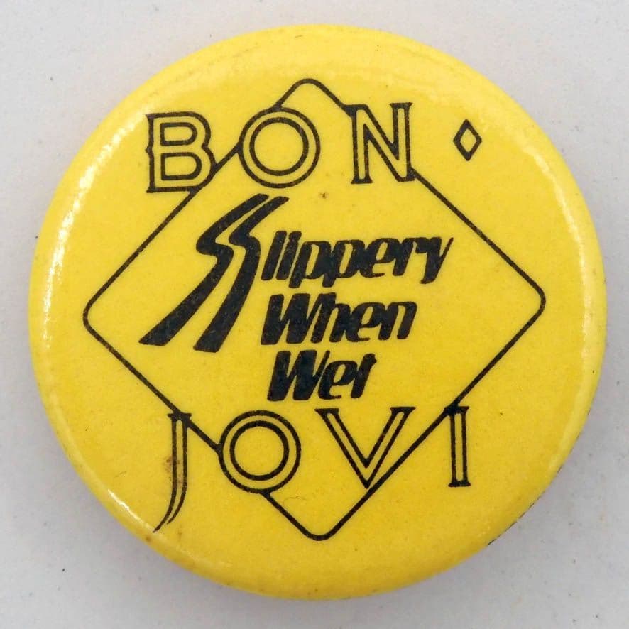 Bon Jovi - 'Slippery When Wet' Vintage Large Button Badge