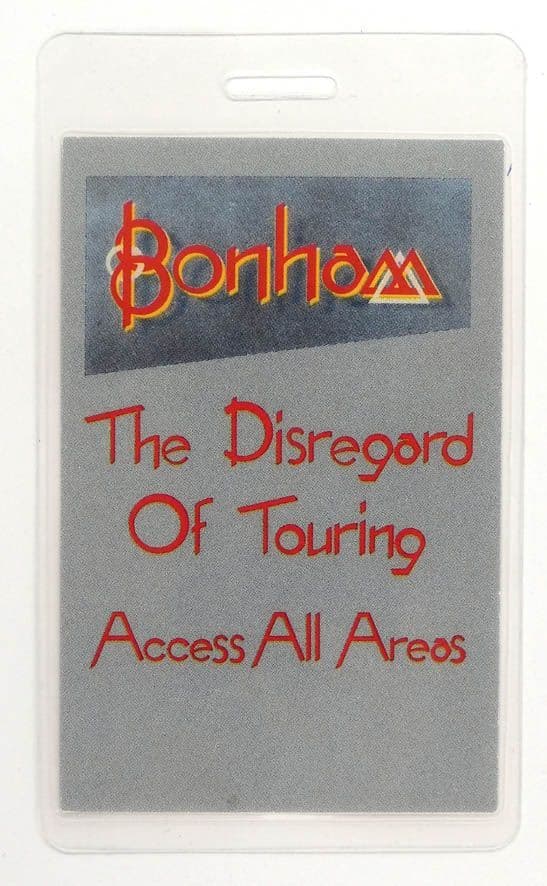 Bonham - 'The Disregard of Touring 1989 Access All Areas' Laminated Backstage Pass