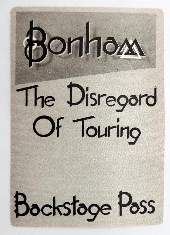 Bonham - 'The Disregard of Touring 1989 Silver' OTTO Backstage Pass