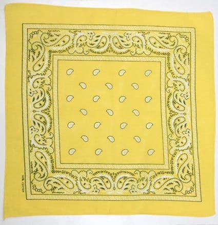 Bright Yellow Paisley Square Bandana