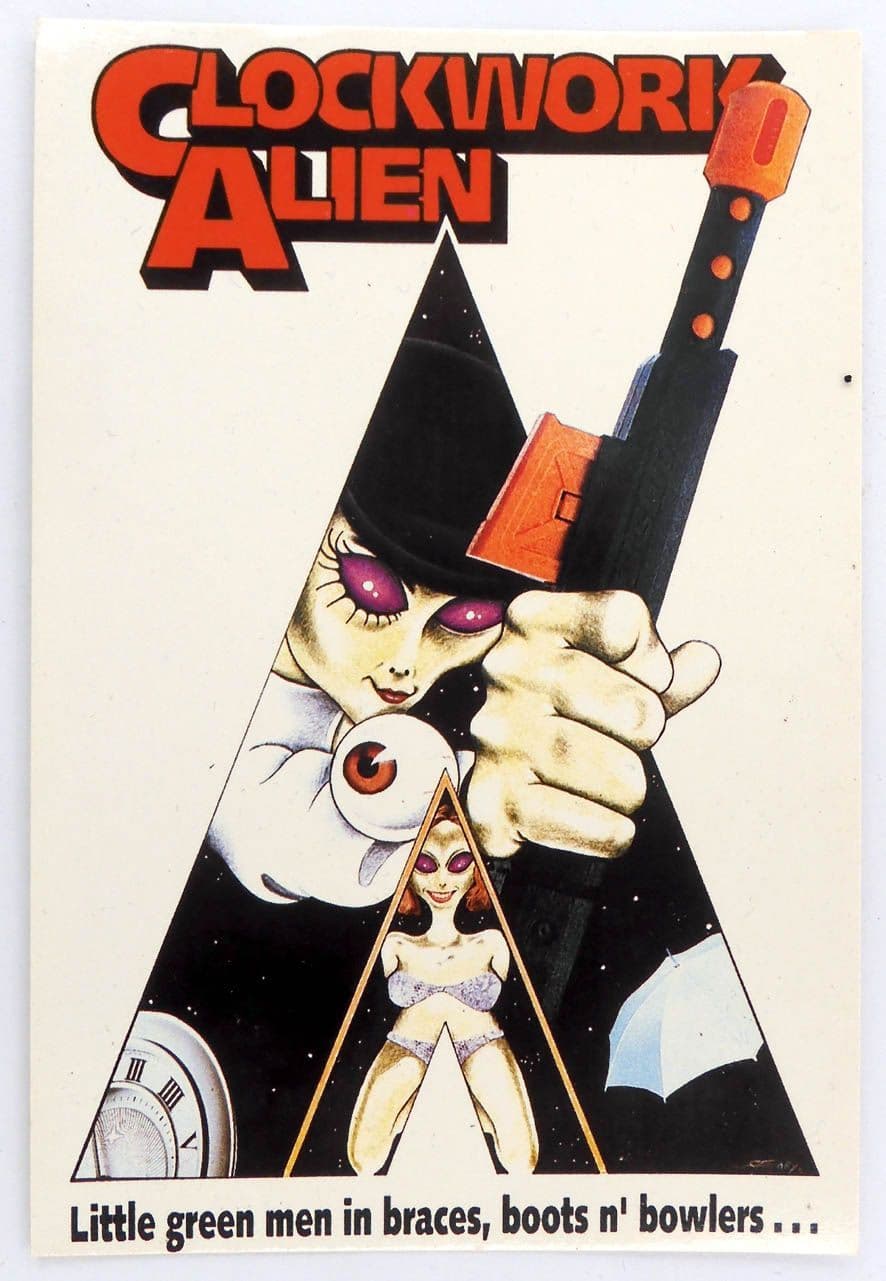 Clockwork Alien - 'Little Green Men in Braces, Boots n' Bowlers' Postcard