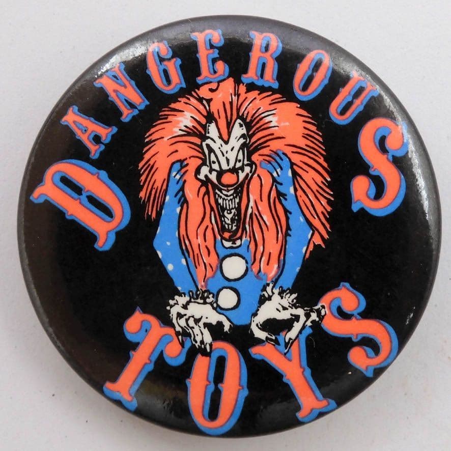 Dangerous Toys - 'Clown Logo' Vintage Large Button Badge