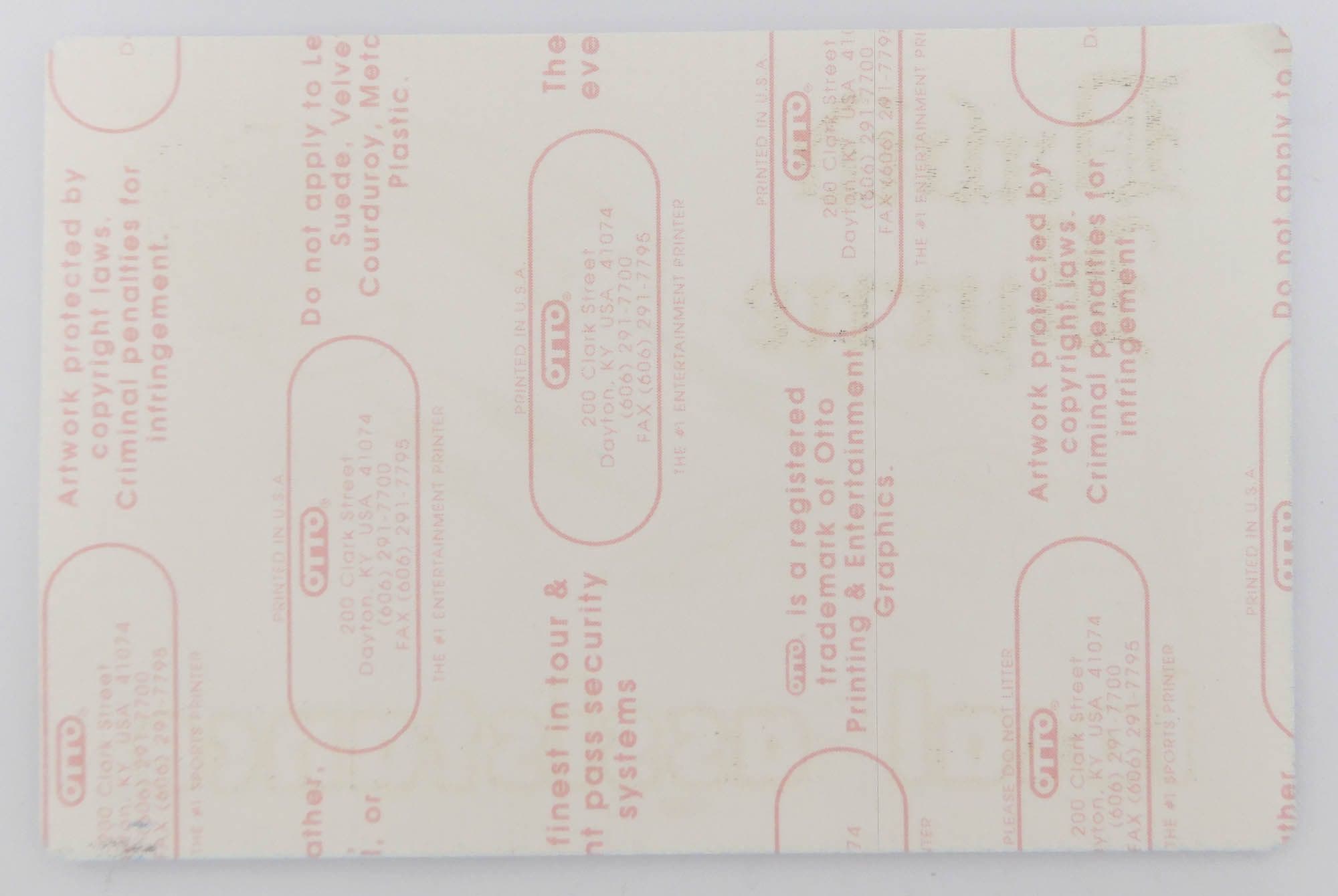 David Byrne - 'Monster in the Mirror Tour '92 Local Assistance' Vintage Backstage Pass