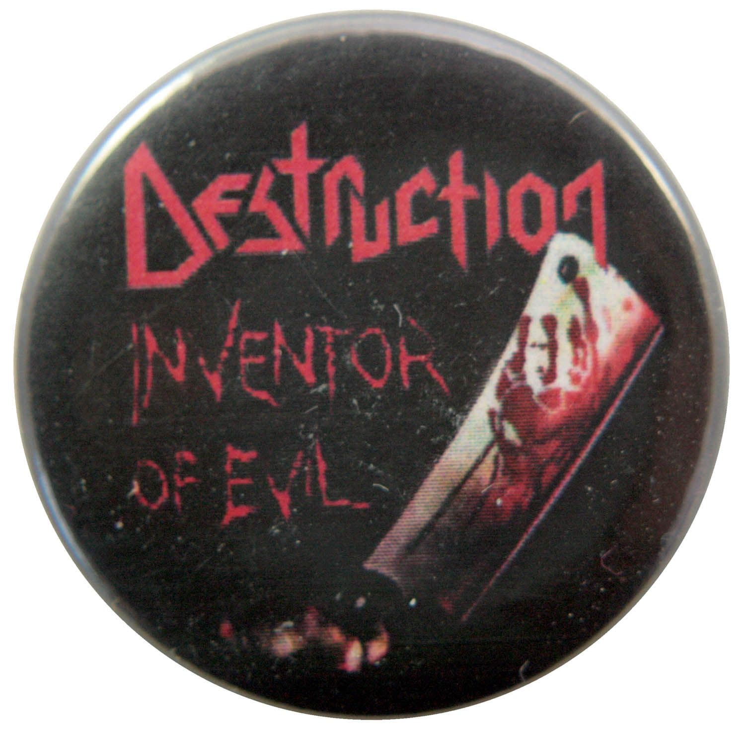 Destruction - 'Inventor of Evil' Button Badge – Rock by Mail