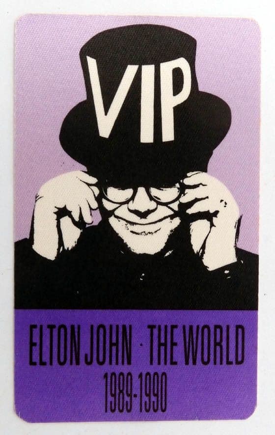 Elton John - 'The World Tour 1989-90 VIP' Purple Backstage Pass