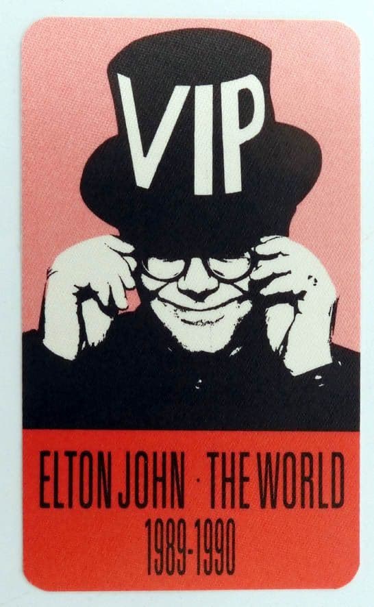Elton John - 'The World Tour 1989-90 VIP' Red Backstage Pass