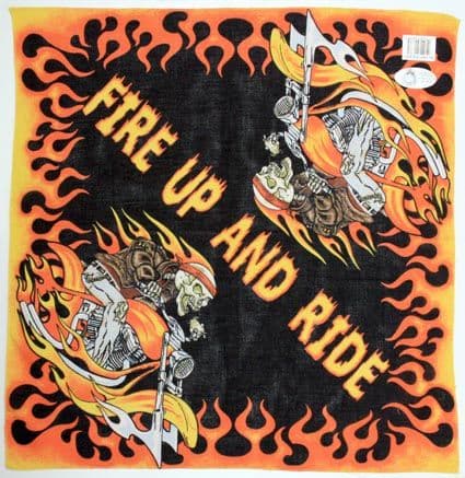 Fire Up and Ride Square Bandana