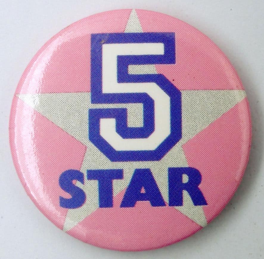 Five Star - 'Logo Pink' 39mm Badge * 5 Star *