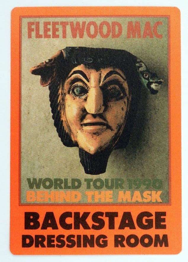 Fleetwood Mac - 'Behind the Mask World Tour 1990 Dressing Room'  Red Vintage Backstage Pass