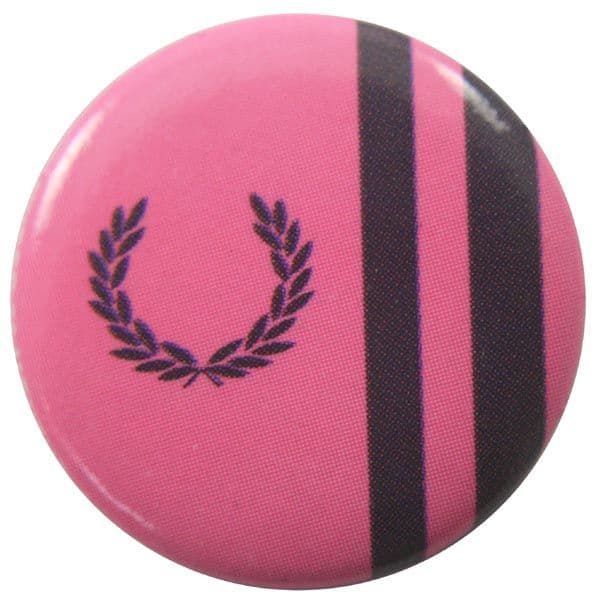 Fred Perry - 'Pink Black Stripes' Button Badge