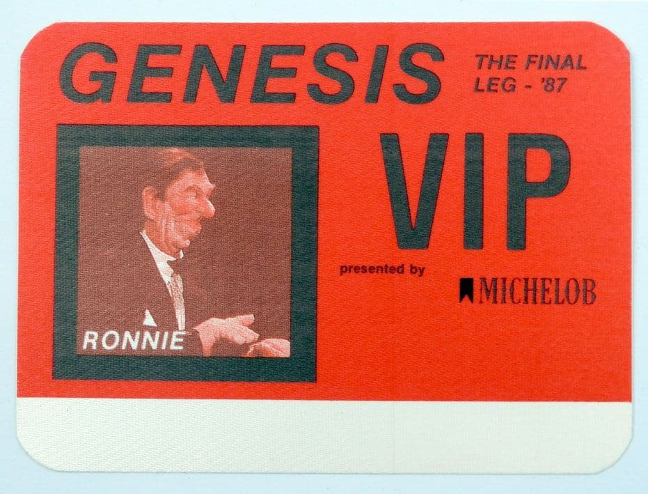 Genesis - 'The Invisible Touch Tour - The Final Leg '87 Ronnie' Red Vintage VIP Backstage Pass
