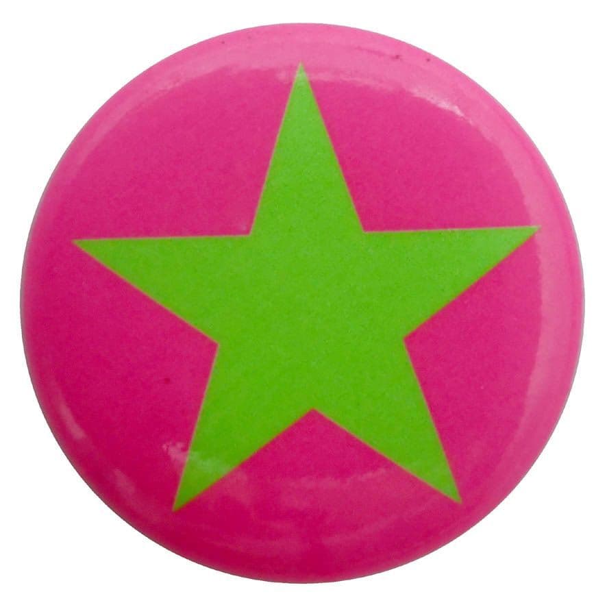 Green Star on Pink - Button Badge