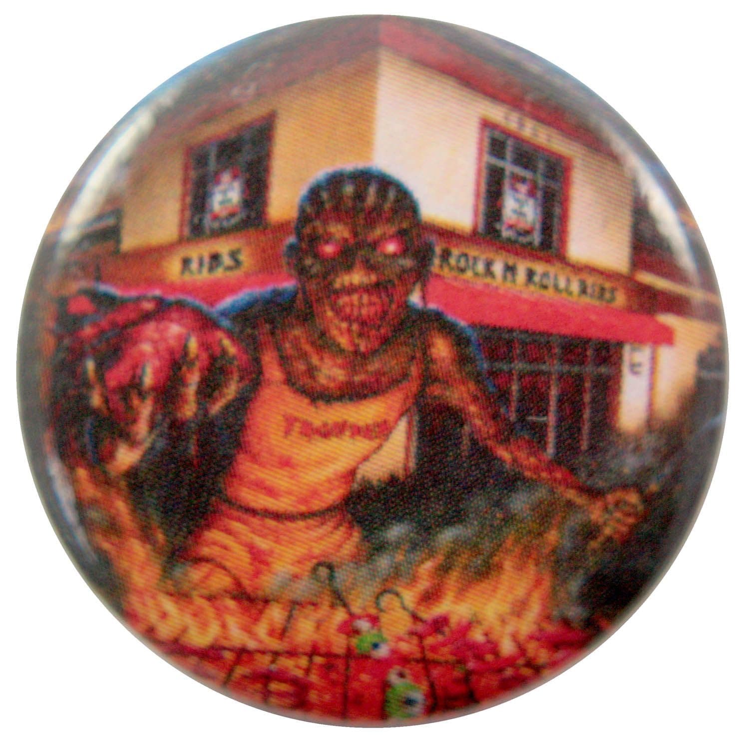 Iron Maiden - 'Eddie Rock 'n' Roll Ribs' Button Badge