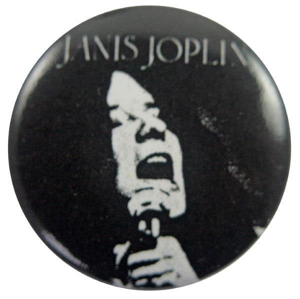 Janis Joplin - 'Singing Black & White' Button Badge