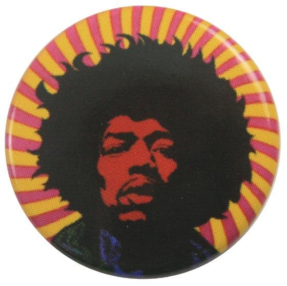 Jimi Hendrix - 'Head & Sun Rays' Button Badge