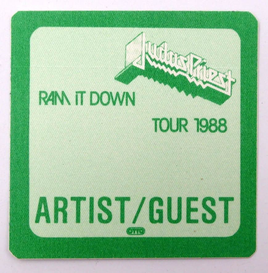 Judas Priest - 'Ram it Down Tour 1988 Artist/Guest' Green OTTO Backstage Pass
