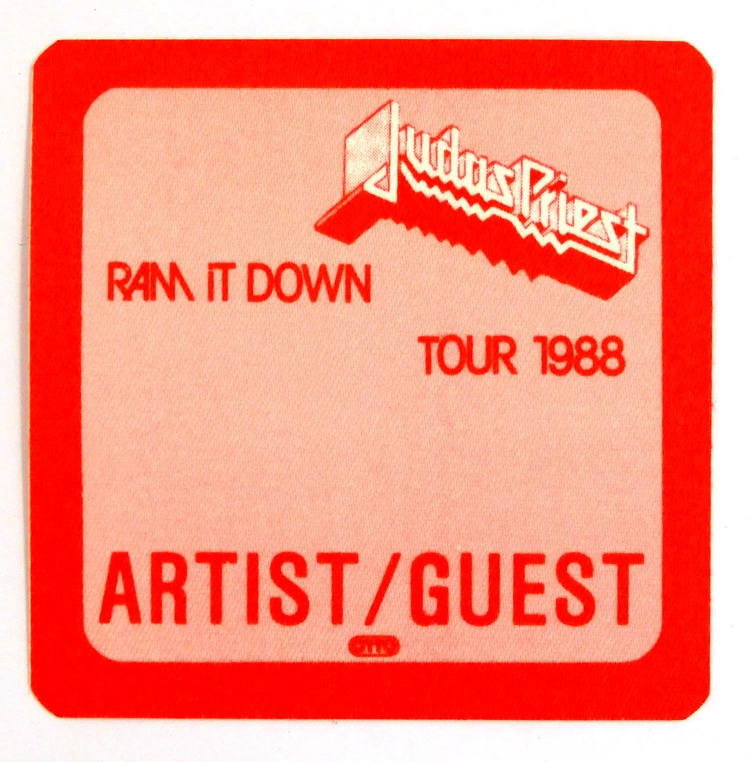 Judas Priest - 'Ram it Down Tour 1988 Artist/Guest' Red OTTO Backstage Pass