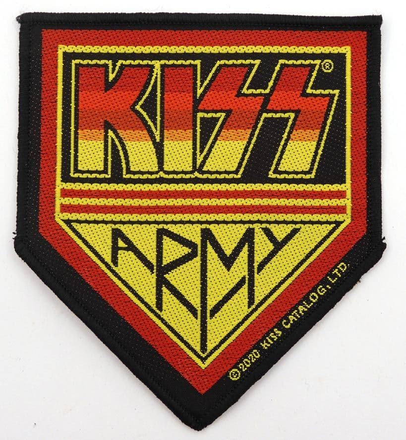 Kiss - 'Army' Shaped Woven Patch * Black Border *