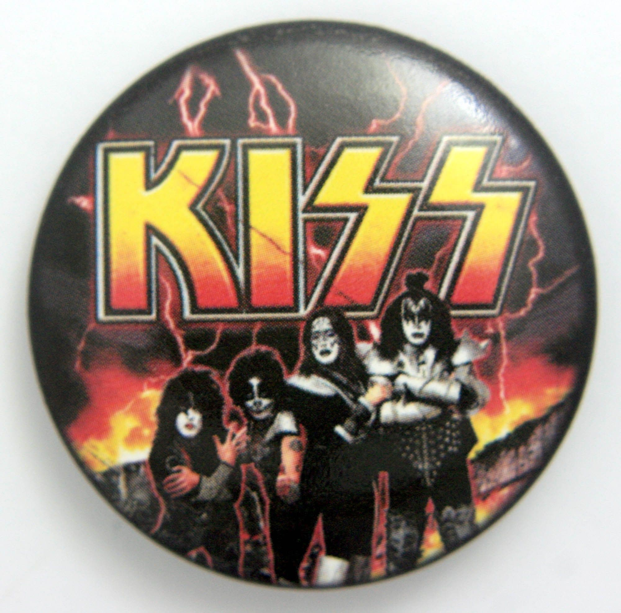 Kiss - 'Group Flames' Large Button Badge