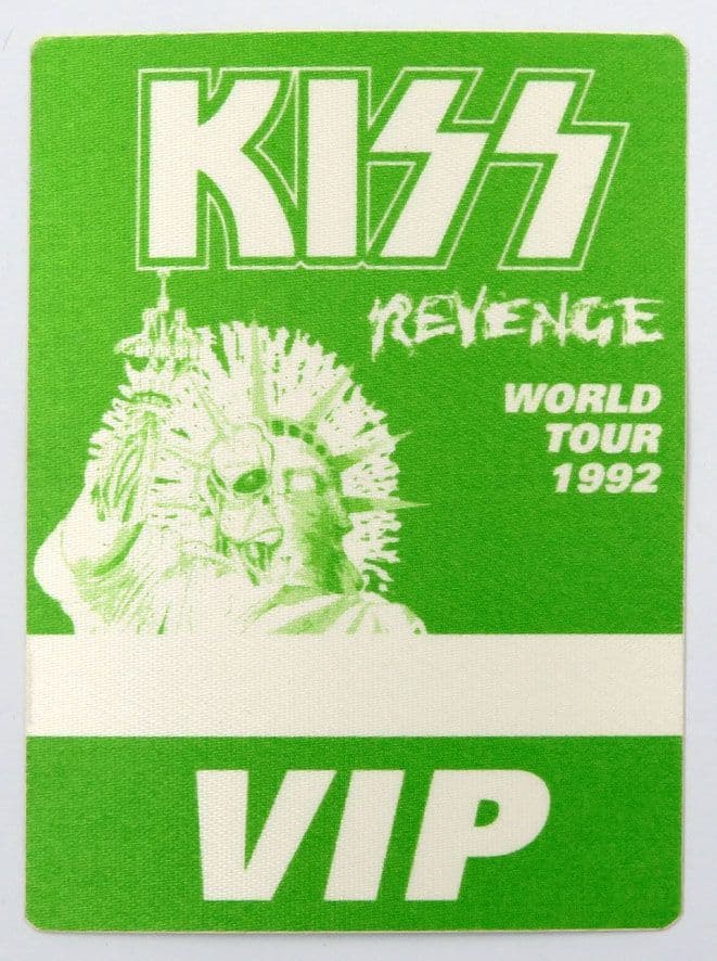 Kiss - 'Revenge World Tour 1992' Green Vintage Backstage Pass