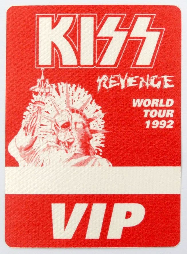 Kiss - 'Revenge World Tour 1992'  Red Vintage Backstage Pass
