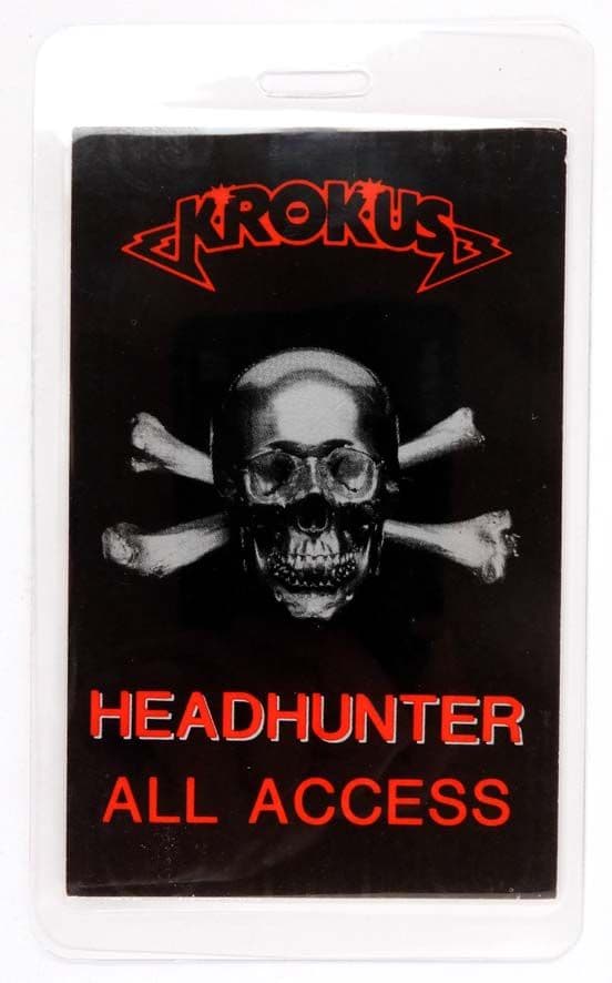 Krokus - 'Headhunter 1983 World Tour All Access' Vintage Laminated Backstage Pass