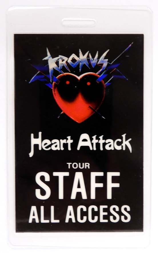 Krokus - 'Heart Attack Tour 1988 Tour Staff All Access' Vintage Laminated Backstage Pass