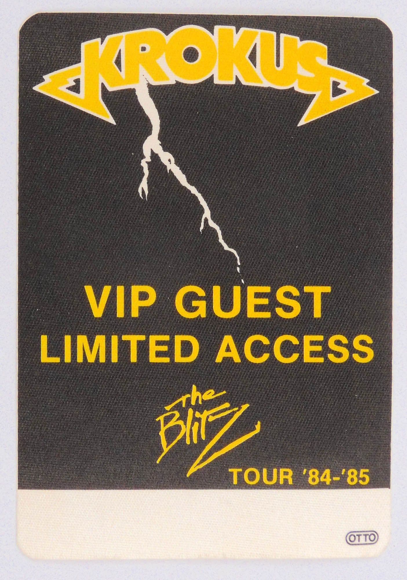 Krokus - 'The Blitz Tour - VIP Guest Limited Access' Cloth OTTO Backstage Pass
