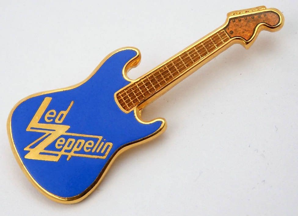 Led Zeppelin - Guitar Shaped Blue Enamel Badge