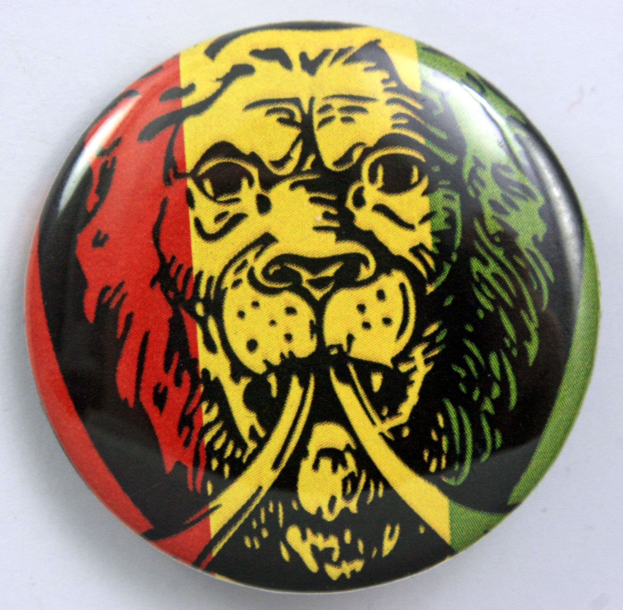 Lion of Judah - 'Rasta Lion Head' Large Button Badge