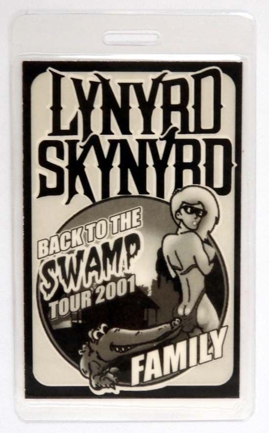 Lynyrd Skynyrd - 'Back to the Swamp Tour 2001 Family' Vintage Laminated Backstage Pass