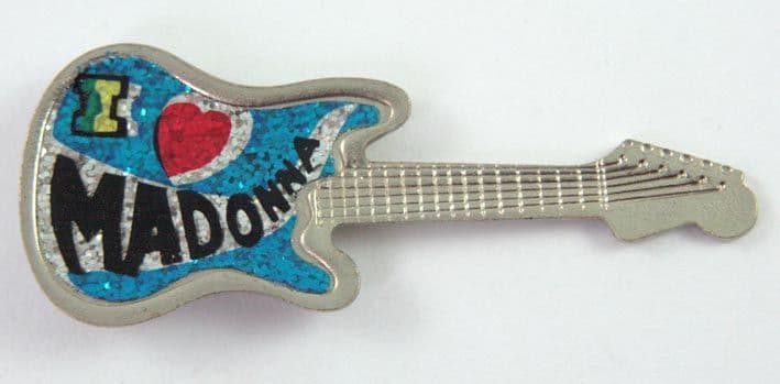 Madonna - 'I Love Madonna' Glittery Guitar Shaped Badge
