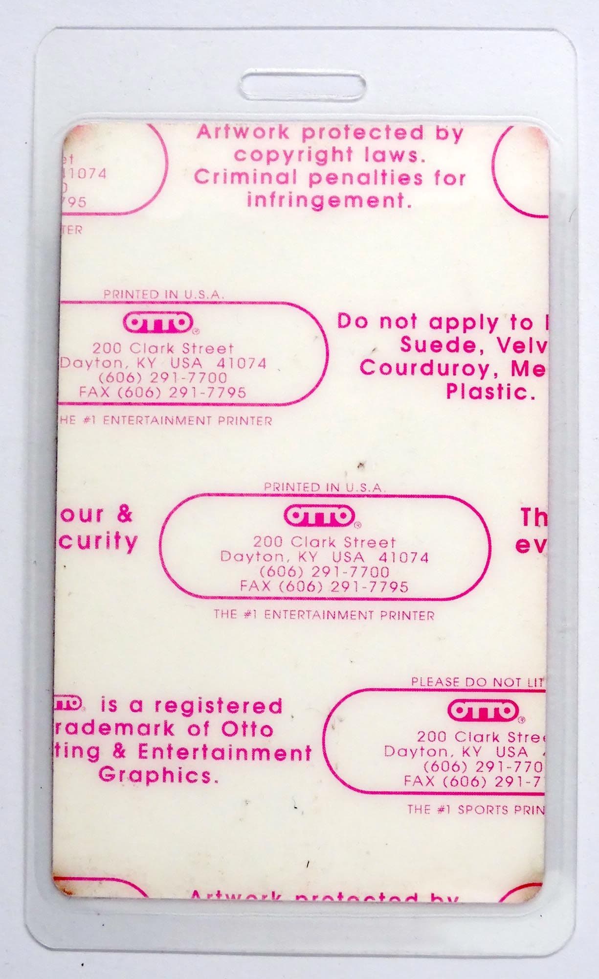 Madonna - 'The Girlie Show Tour 1993 All Areas' Vintage Laminated Backstage Pass