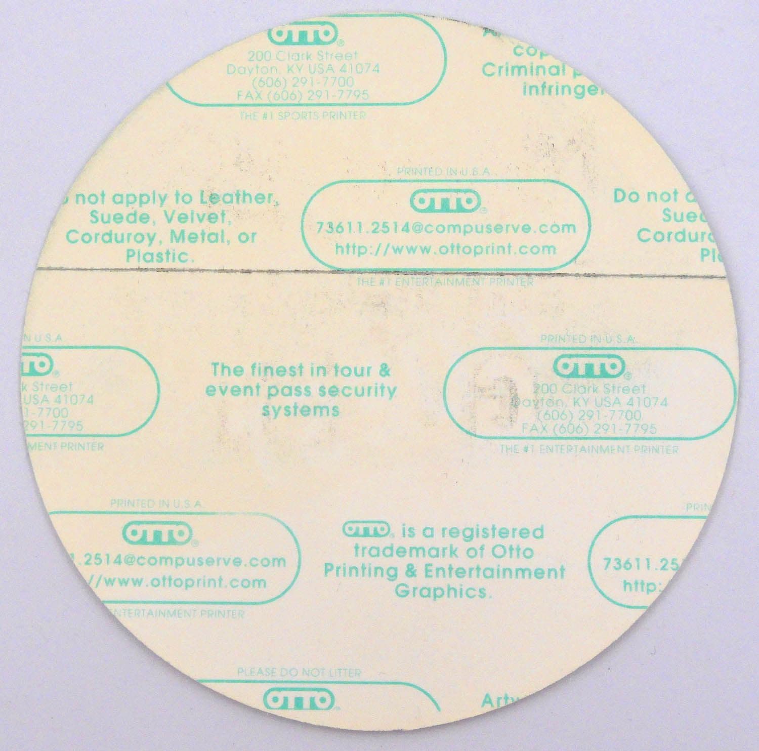 Manowar  - 'Hell on Wheels 1997 Tour - Guest' OTTO Backstage Pass