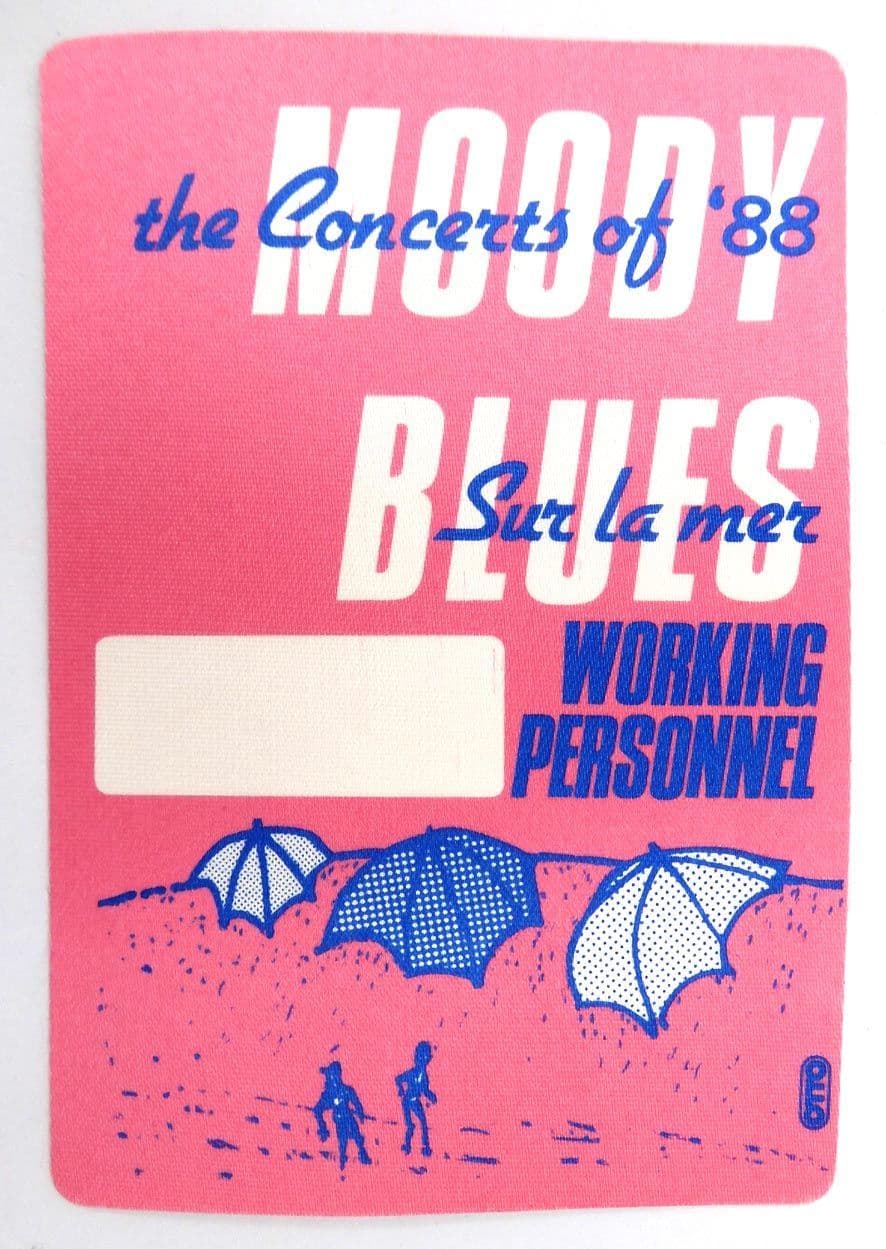 The Moody Blues - 'Sur La Mer Tour 1988 Working Personnel Pink' Backstage Pass