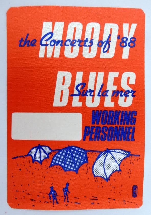 The Moody Blues - 'Sur La Mer Tour 1988 Working Personnel Red' Backstage Pass