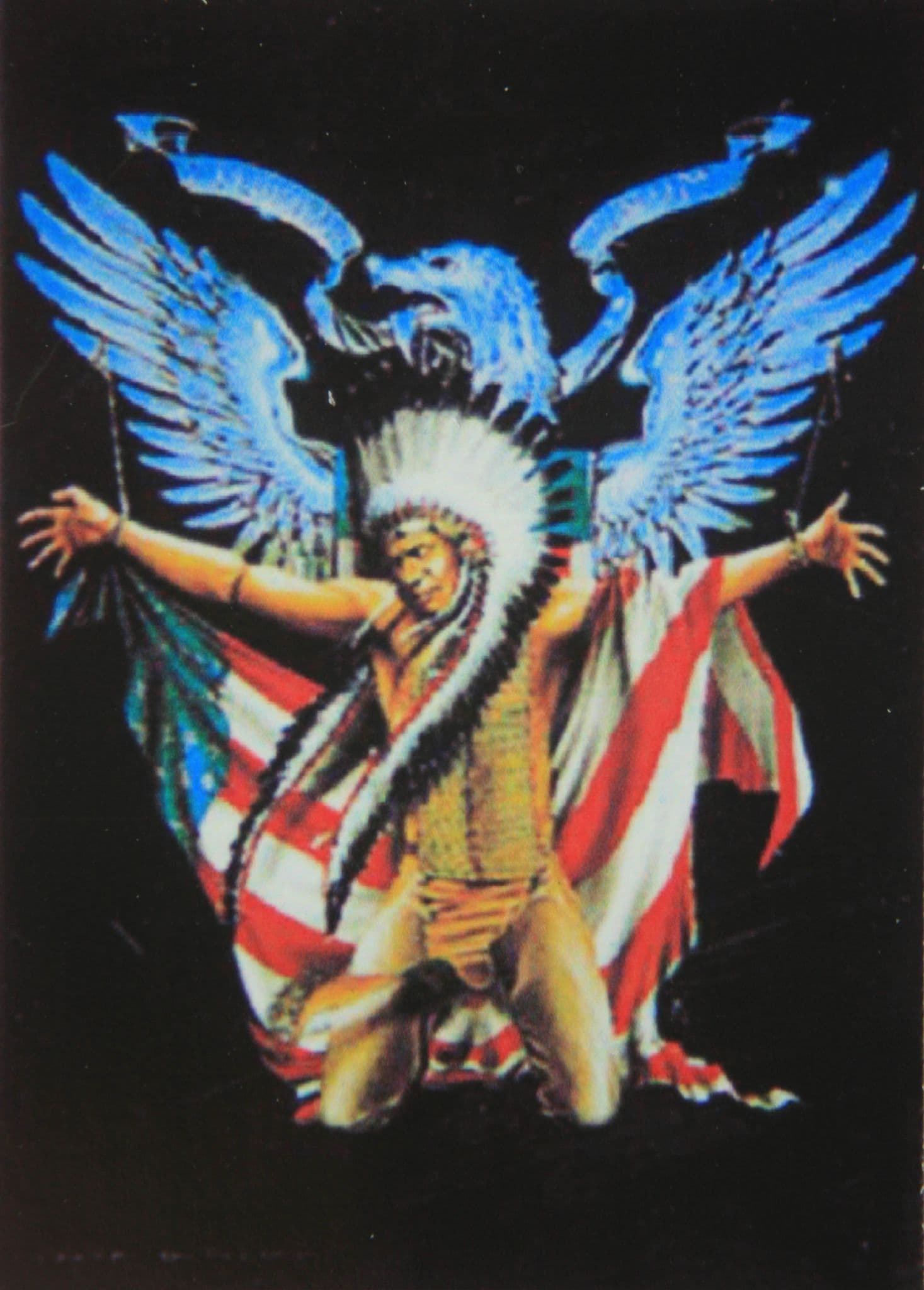 Native American 'Eagle and Flag' - Textile Poster Flag