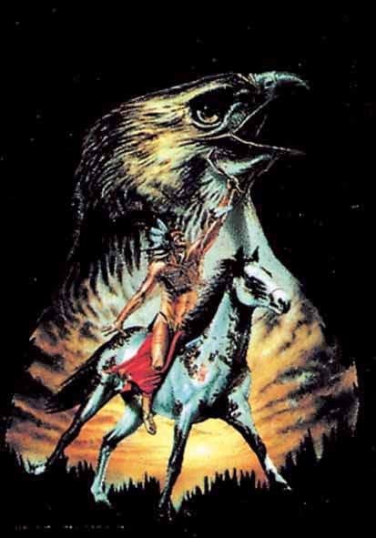 Native American 'Eagle and Horse Collage' - Textile Poster Flag