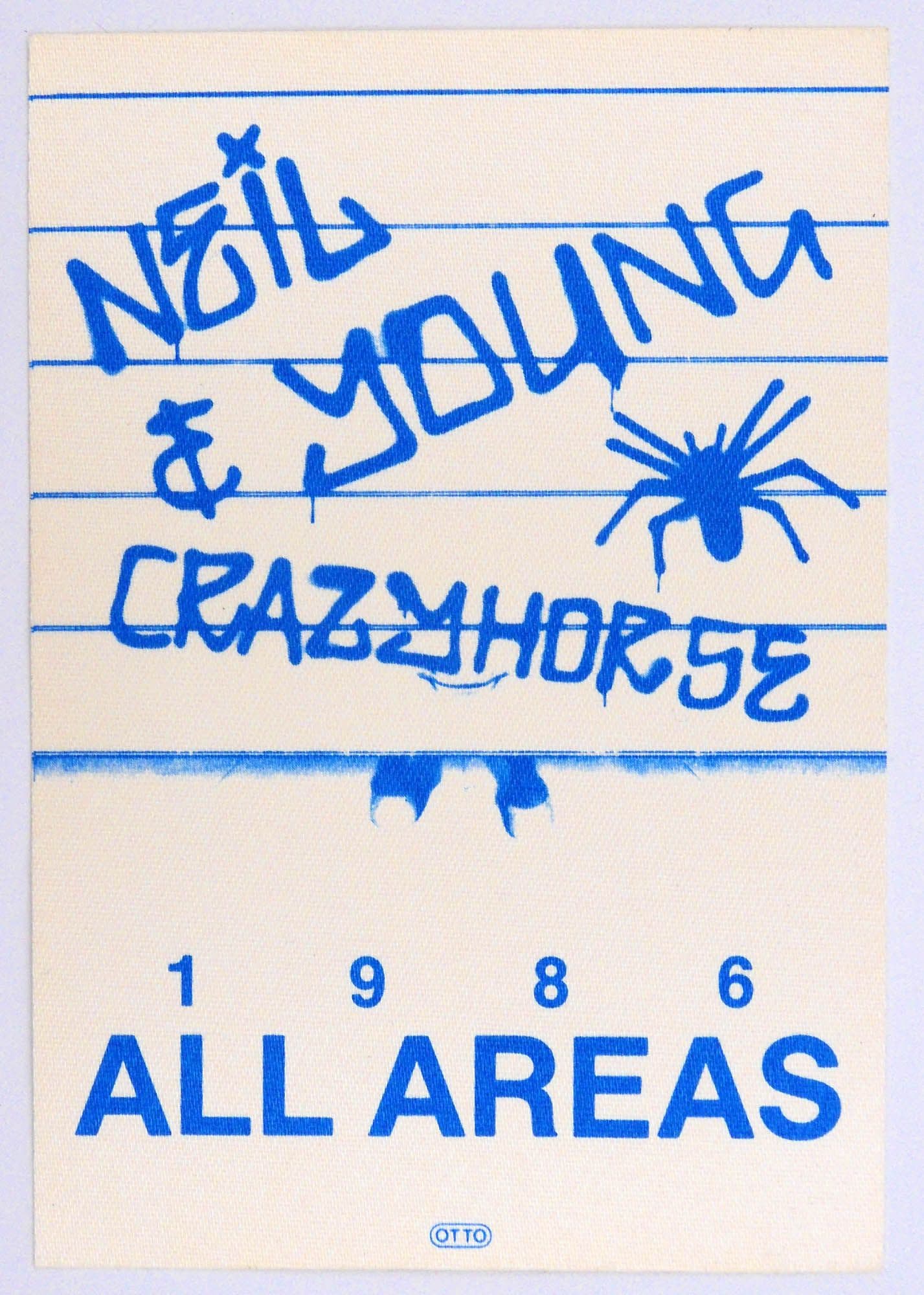 Neil Young & Crazy Horse - '1986 - All Areas' OTTO Backstage Pass