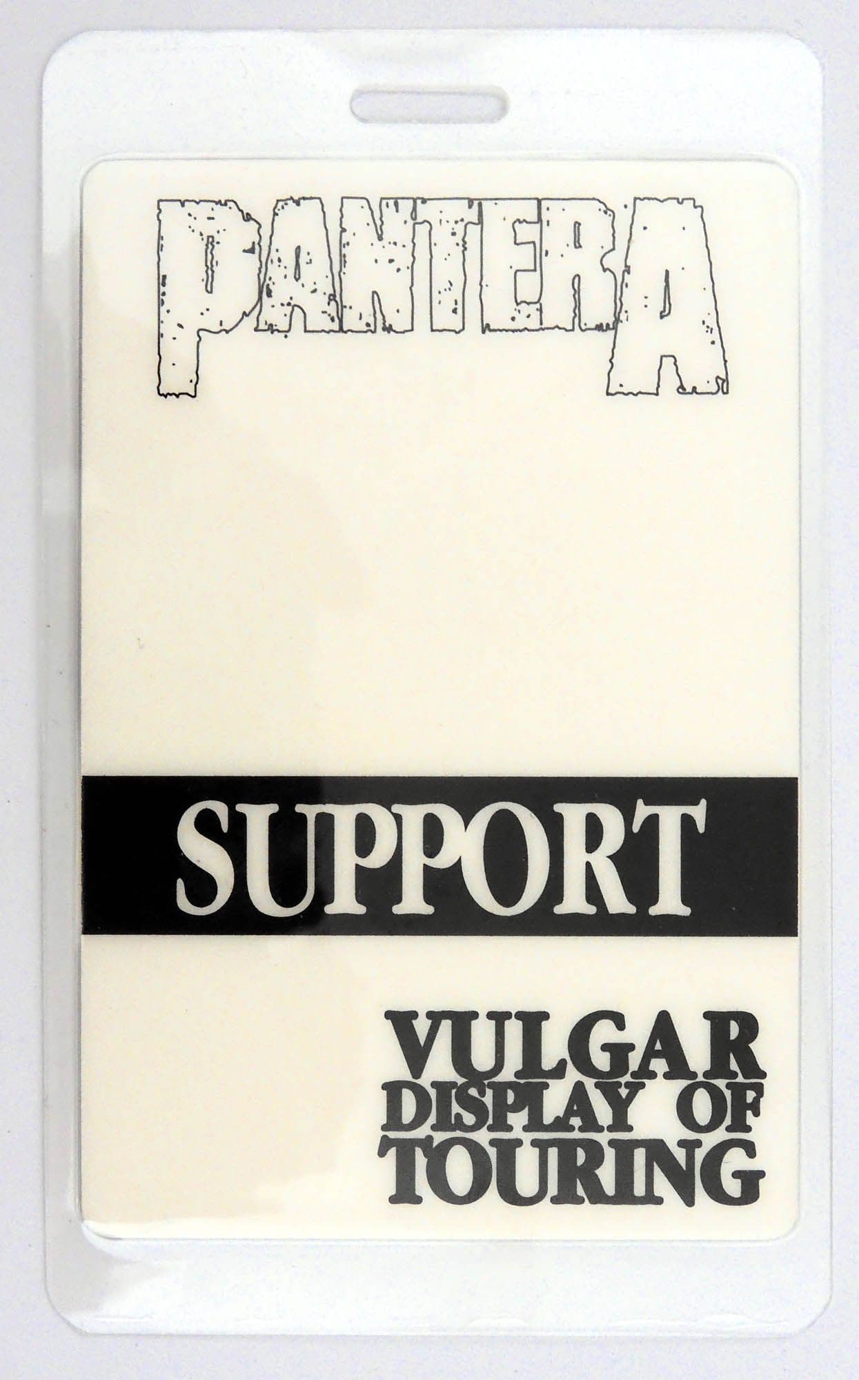 Pantera - 'Vulgar Display of Touring 1992 - Support' Vintage Laminated Backstage Pass