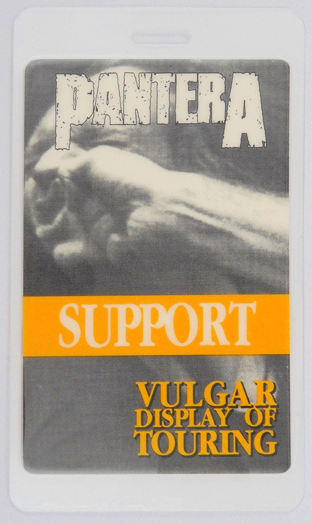 Pantera - 'Vulgar Display of Touring 1992 - Support' Vintage Laminated Backstage Pass