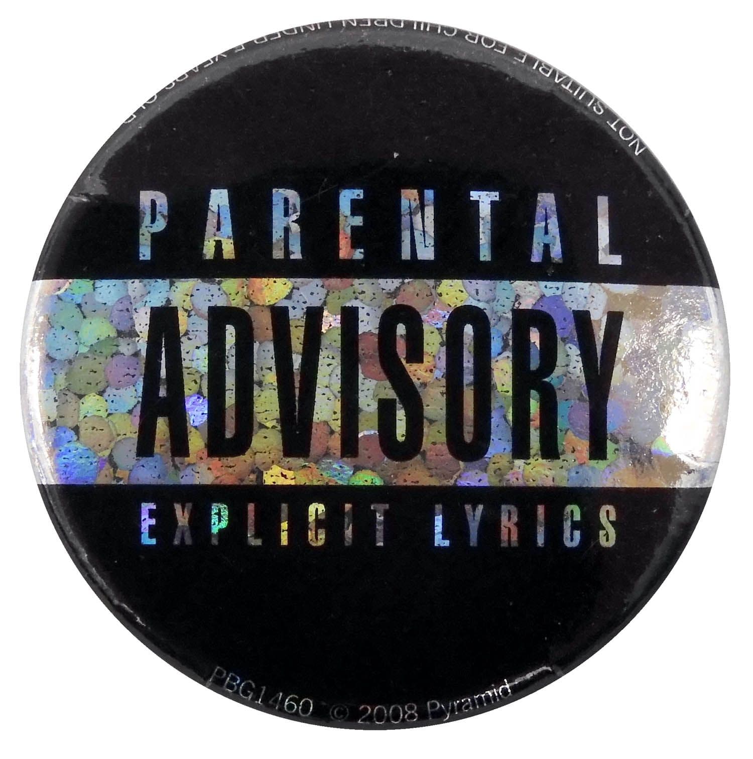 Parental Advisory - Glittery Button Badge